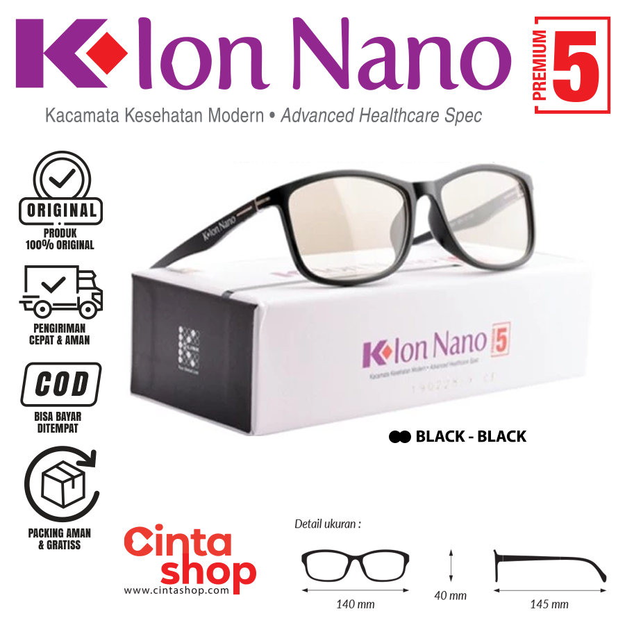 Kacamata K ion Nano Premium 5 Black-Black Original K link