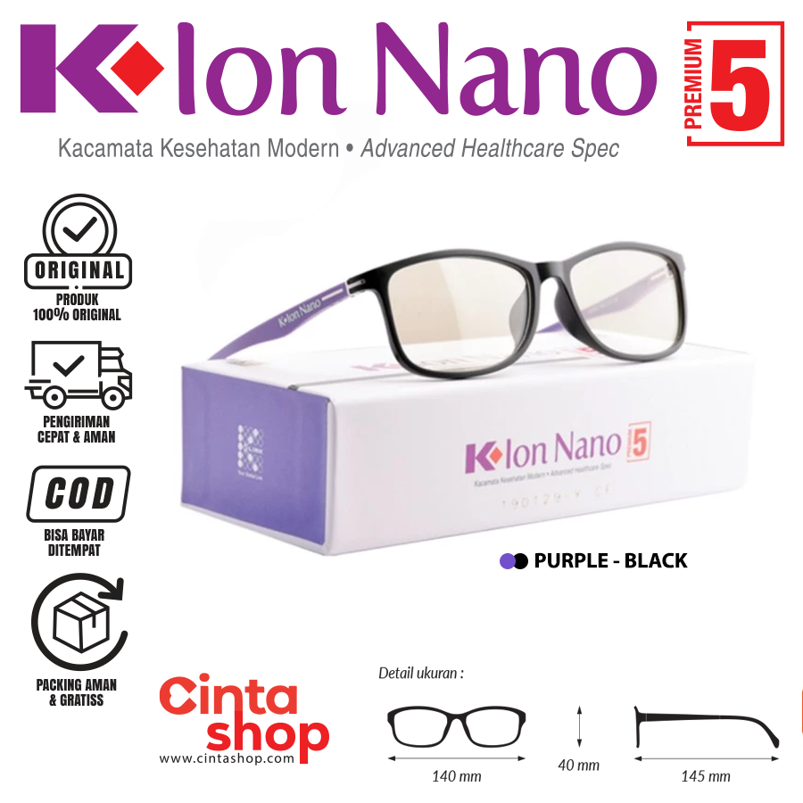 Kacamata K ion Nano Premium 5 Purple-Black Original K link