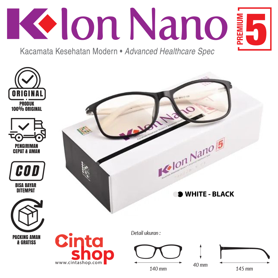 Kacamata K ion Nano Premium 5 White-Black Original K link