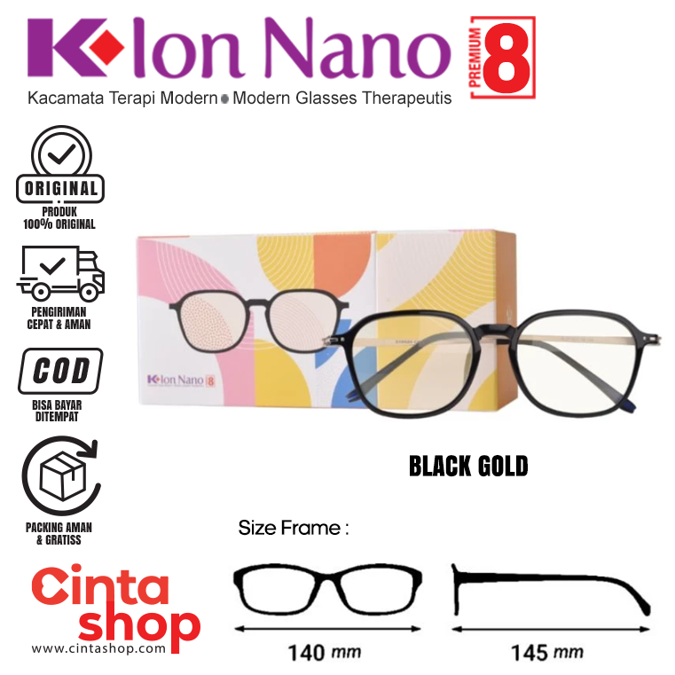 Kacamata K ion Nano Premium 8 BLACK GOLD Original K link