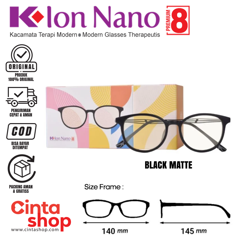 Kacamata K ion Nano Premium 8 BLACK MATTE Original K link