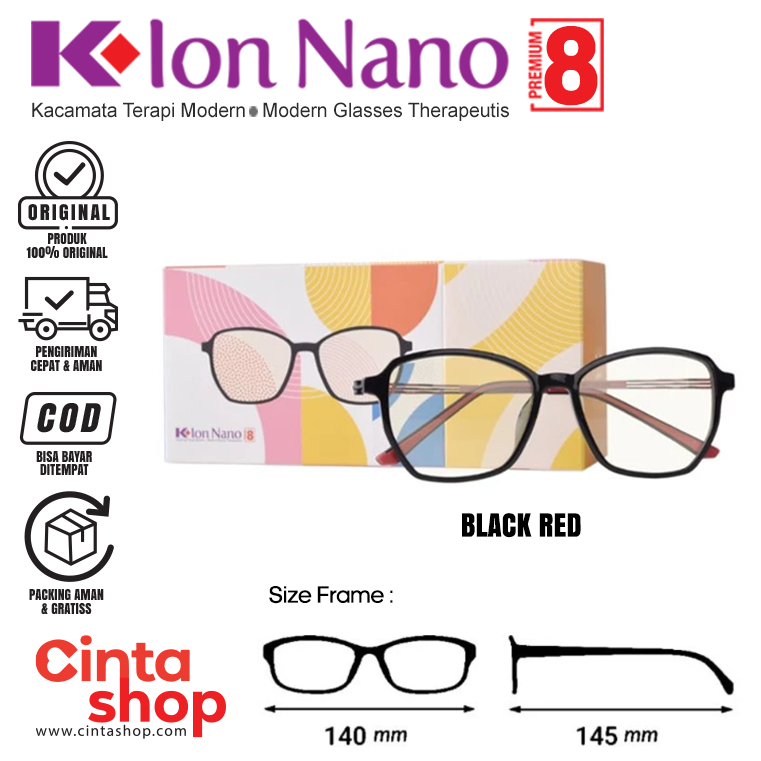 Kacamata K ion Nano Premium 8 BLACK RED Original K link