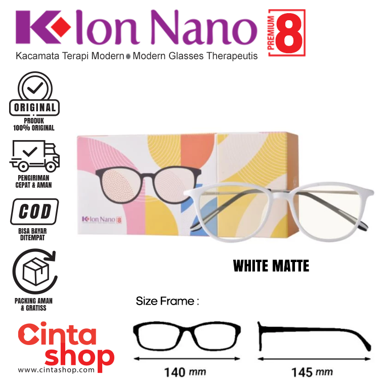 Kacamata K ion Nano Premium 8 WHITE MATTE Original K link